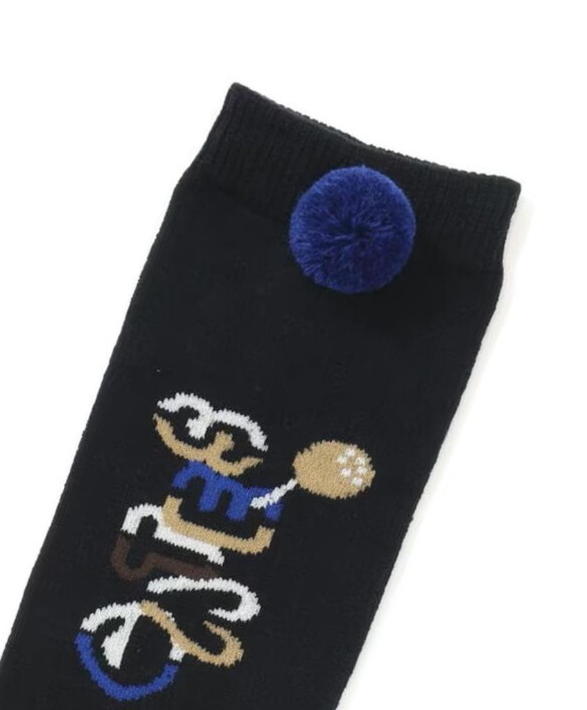 PEARLY GATES Women's High Socks (PG Chain Logo Pattern) / Golf Socks / 053-4286008 011_Black FR