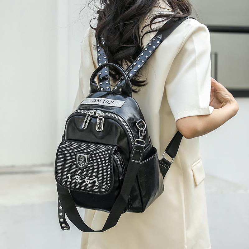 Summer New Backpack Artistic Style Women's Backpack Diamond Inlaid Bag for Outdoor Leisure Travel Bag Texture Women's Bag