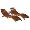 Day and Night - Day and Night Set of Sun Loungers with Table 3 Pieces Solid Acacia Wood