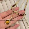 2024 Fashion Tiger Eye Stone & Metal Beaded Necklace - Chinese Style Clavicle Jewelry for Women