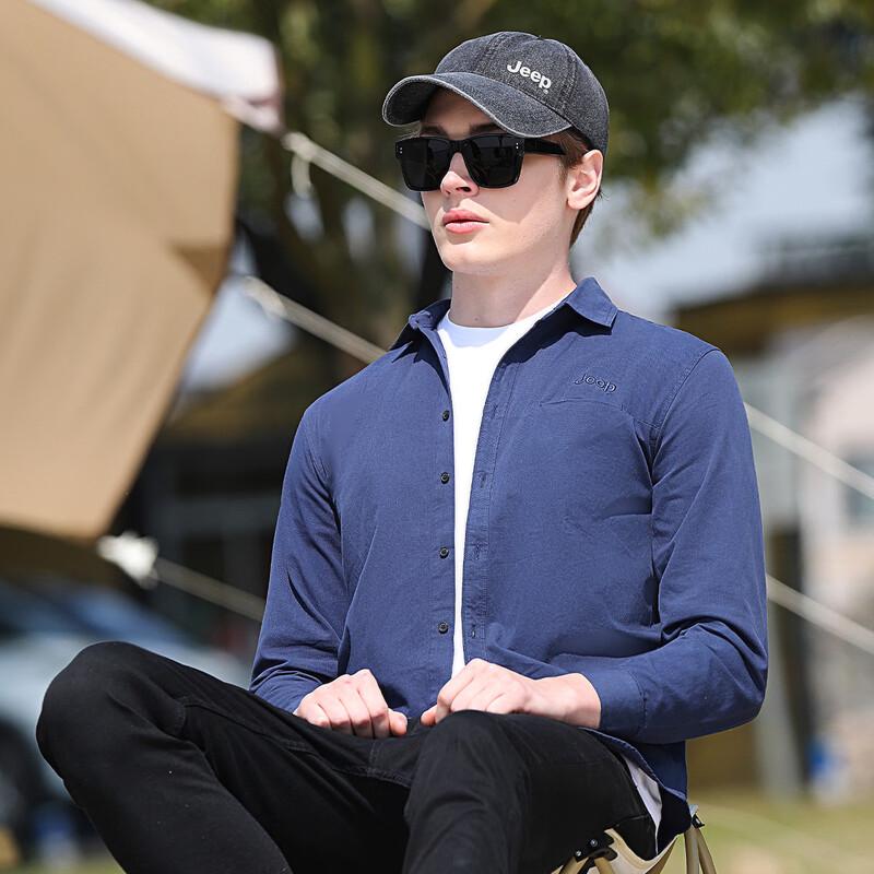 JEEP Men s 100% Cotton Casual Long Sleeve Shirt 4XL