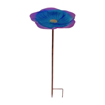 10inch Bird Feeders Bowl with Stake Metal Flower Shape Bird Baths for Lawn Backyard Patio Courtyard Decoration