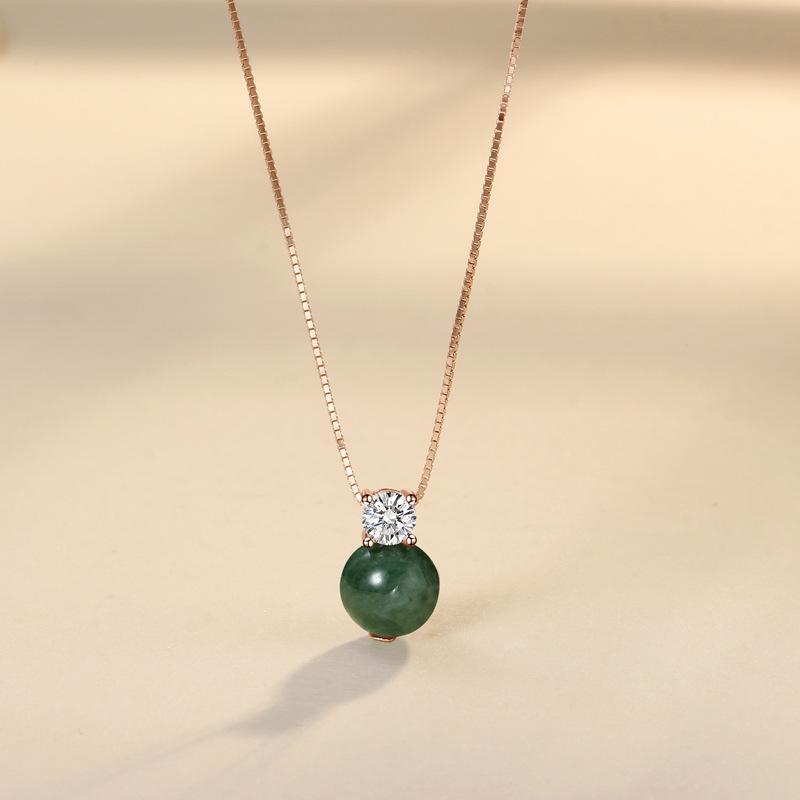 S925 Sterling Silver Women s Necklace with Natural Jade Bead Pendant, Versatile Retro Chinese Style Choker.