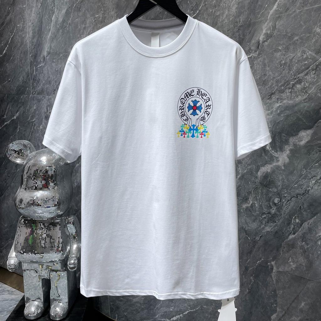 8708 CHROME HEARTS 2026 Summer New High Quality Cotton Round Neck Loose Large Size Men's and Women's T-shirt Couple T-shirt