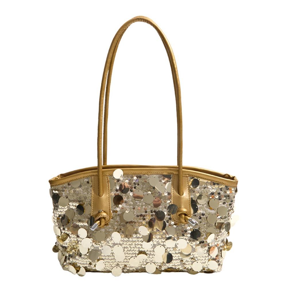 Shiny Sequin Tote Bag Sequined Glitter Shoulder Bag Fashion Evening Bag Girls золотой