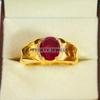 Ruby Oval Cut With 925 Sterling Silver Gold Plated Ring For Men's #B516 JL375684088119