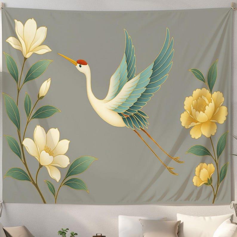 Elegant Crane tapestry 75x100 чёрный