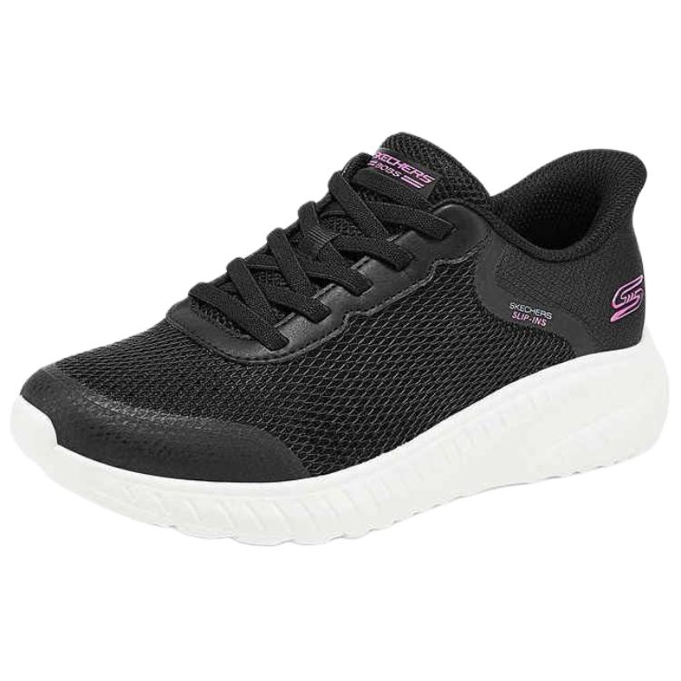 Skechers Bobs Squad Chaos Comfortable Soft Low Top Casual Running Shoes Women Sneaker Black 117639-BLK