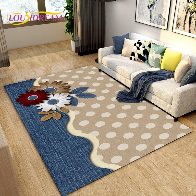 3D Nordic Flower, Daisy Area Rug,Carpet Rug for Living Room Bedroom Sofa Doormat Kitchen Decoration,Kids Play Non-slip Floor Mat