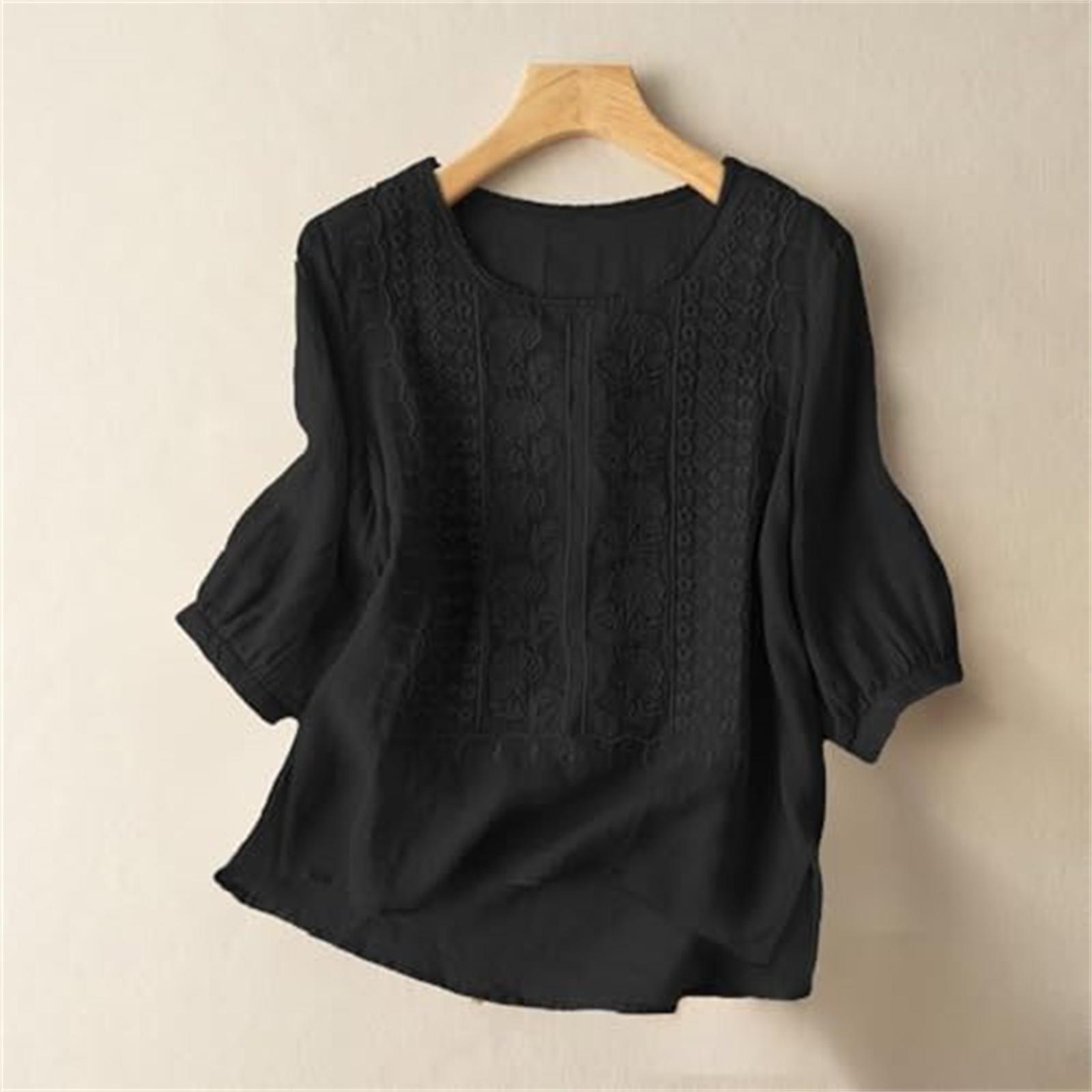 Women s casual 3/4 -sleeved blouse L чёрный