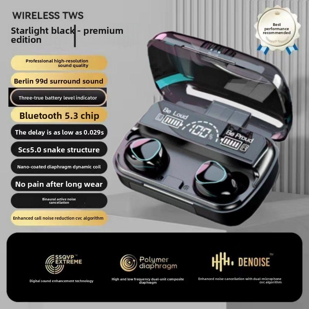 

Touch Control Three-Screen Digital Display Earphones Bluetooth Wireless In-Ear Mini Noise Cancelling Sports Earphones for Men and Women Waterproof чорний