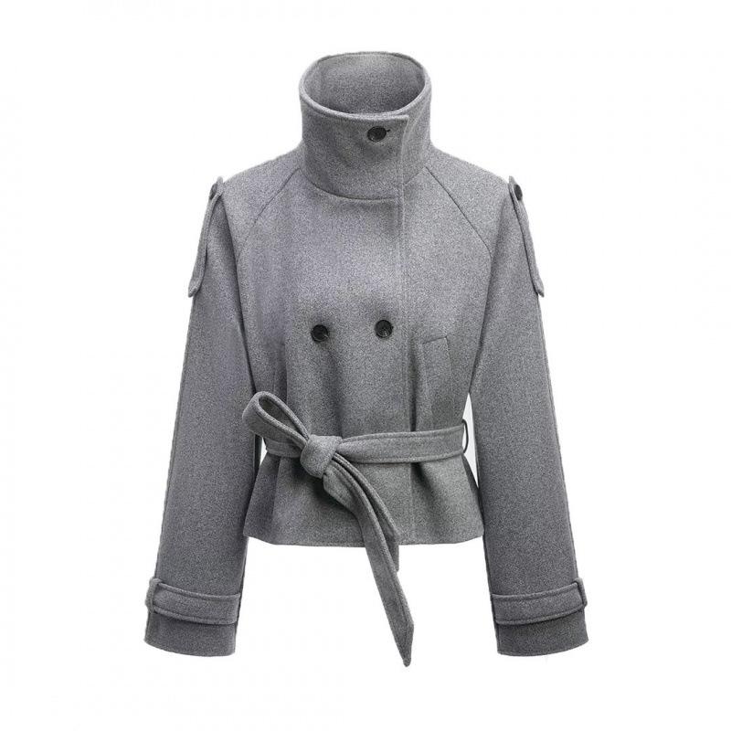 2025 European Style Double-Breasted Winter Jacket with Belt - Fashionable  Versatile Large серый