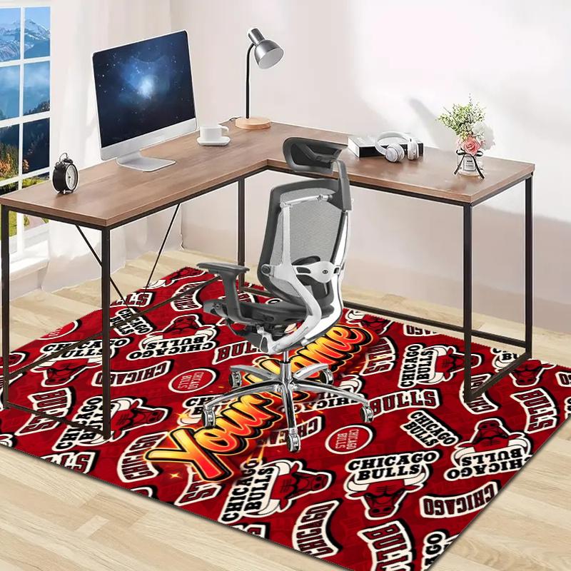 Chicago Bulls Design Area Rug Personalized Name- Non-Slip, Soft & Cozy Floor Mat for Living Room, Office - Indoor/Outdoor Carpet