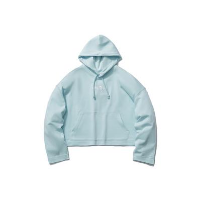 Li Ning Sports Fashion Serie Bestickter Buchstaben Kurz-Hoodie Damen Sweatshirt Hellblau AWDR374-3