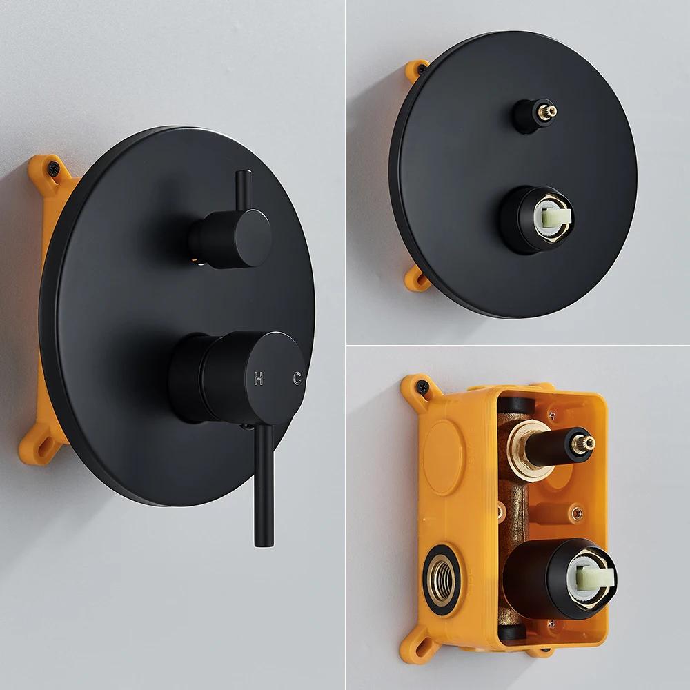 Matte Black Bathroom Shower Systerm Bathtub Faucet Wall Mount Brush Gold 2 Ways Bathtub Mixer Shower Set Mixer Tap