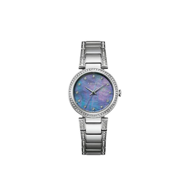 

CITIZEN Ecology Drive Collection Light Powered Quartz Movement Stainless Steel Strap Watch 28mm EM0840-59N Starry Sky Purple Dial
