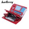Baellerry Women's Oil Wax Leather Wallet – Short, Multi-Card Slots, Buckle, Zipper Coin Purse