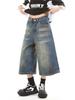 2025 Korean Style Women's High-Quality Wide-Leg Cropped Denim Pants - Trendy Summer Casual Capris