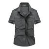 2024 Men's Washed Cotton Short Sleeve Military Shirt, Loose Fit Plus Size Outdoor Workwear