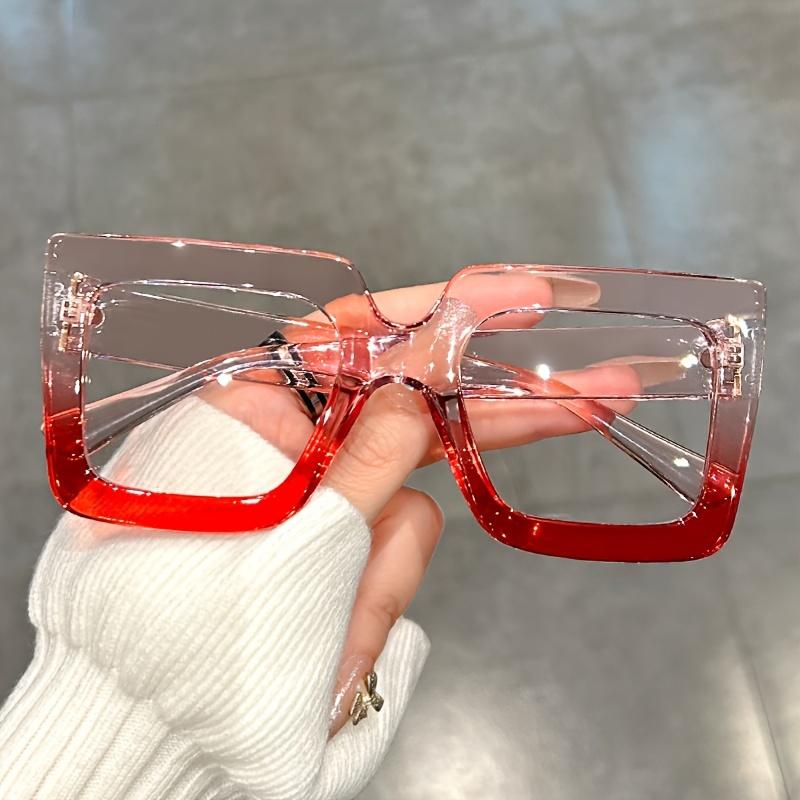 Large Square Frame Clear Lens Glasses Color Block Fashion Decorative Glasses Computer Spectacles For Women Men