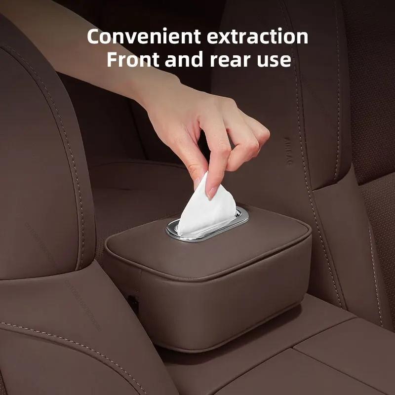 Car Tissue Box Car Interior Accessories For BMW M Performance F30 F10 E90 F20 E46 E60 X7 Leather Tissue Storage Bag Kleenex Case
