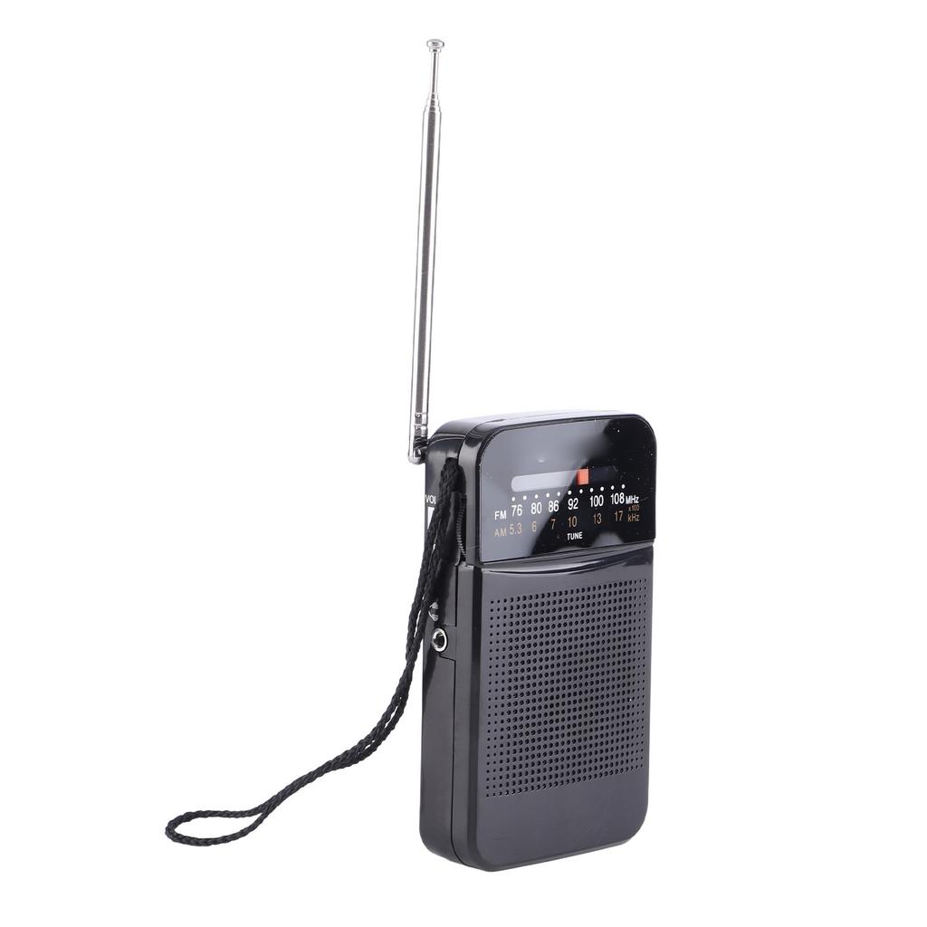 Portable AM FM Radio Black Color Headset Pluggable Built in Loud Speaker AM FM Transistor Radio