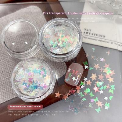 1Box Mini Sparkling Star Love Butterfly Colorful Nail Glitter Sparkling Nail Charm Nail Decoration DIY Accessories