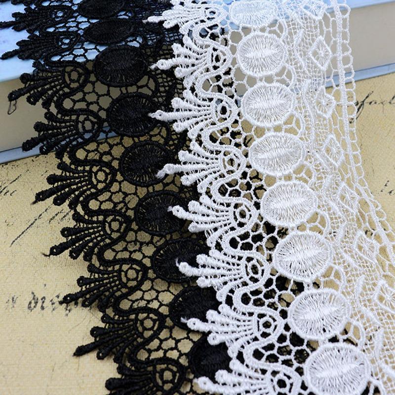 Wide White and Black Lace, 10.5 Cm Long 1 Meter, Fringed Lace Accessories DIY Curtain Skirt Clothes Fabric Accessories