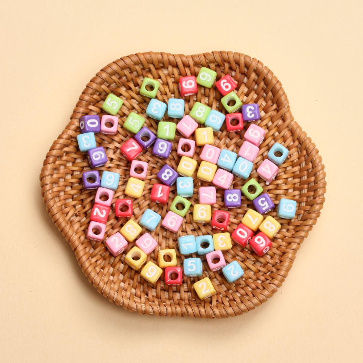 

80 шт. 5,5 мм красочные модные кубические акриловые квадратные бусины с цифрами для изготовления ювелирных изделий DIY браслет ожерелье ручная работа брелок ювелирные аксессуары