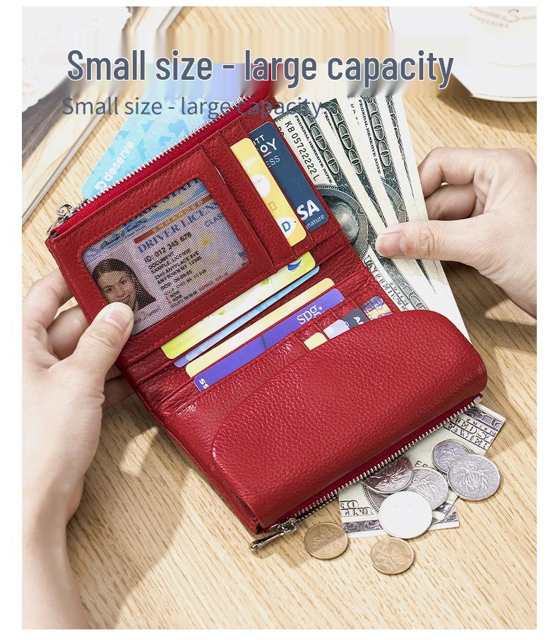 Damen Echtleder High-End Kurze Geldbörse - Weiches Rindsleder, Diebstahlsicher, Großes Fassungsvermögen