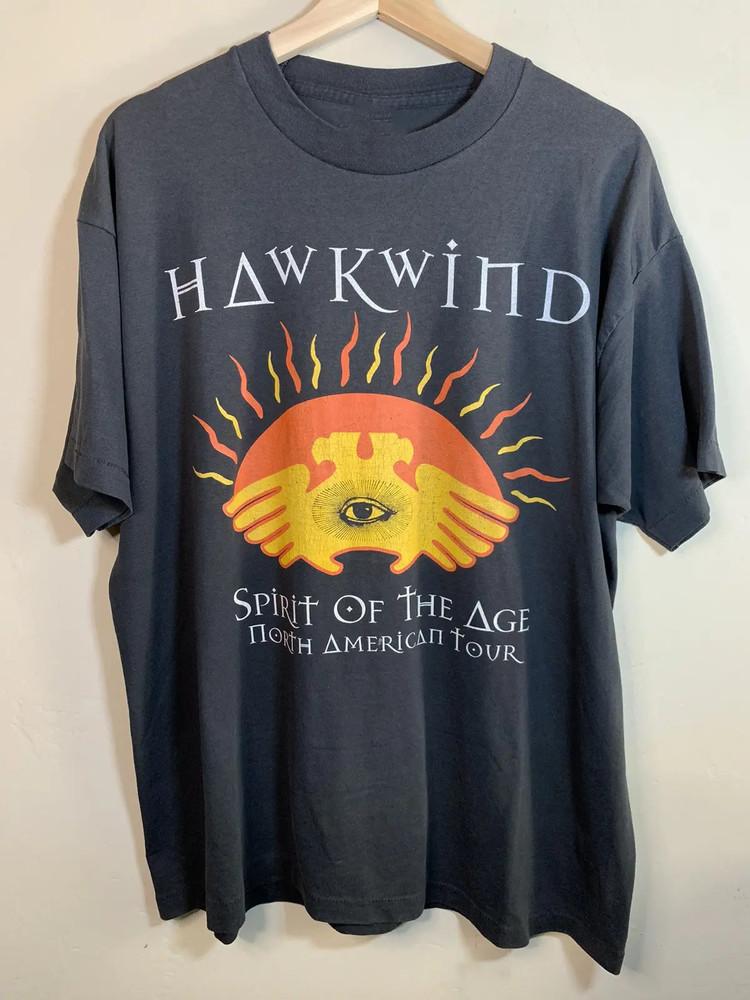 Vtg Hawkwind Spirit Of The Age Tour Cotton Black Full Size Unisex Shirt L