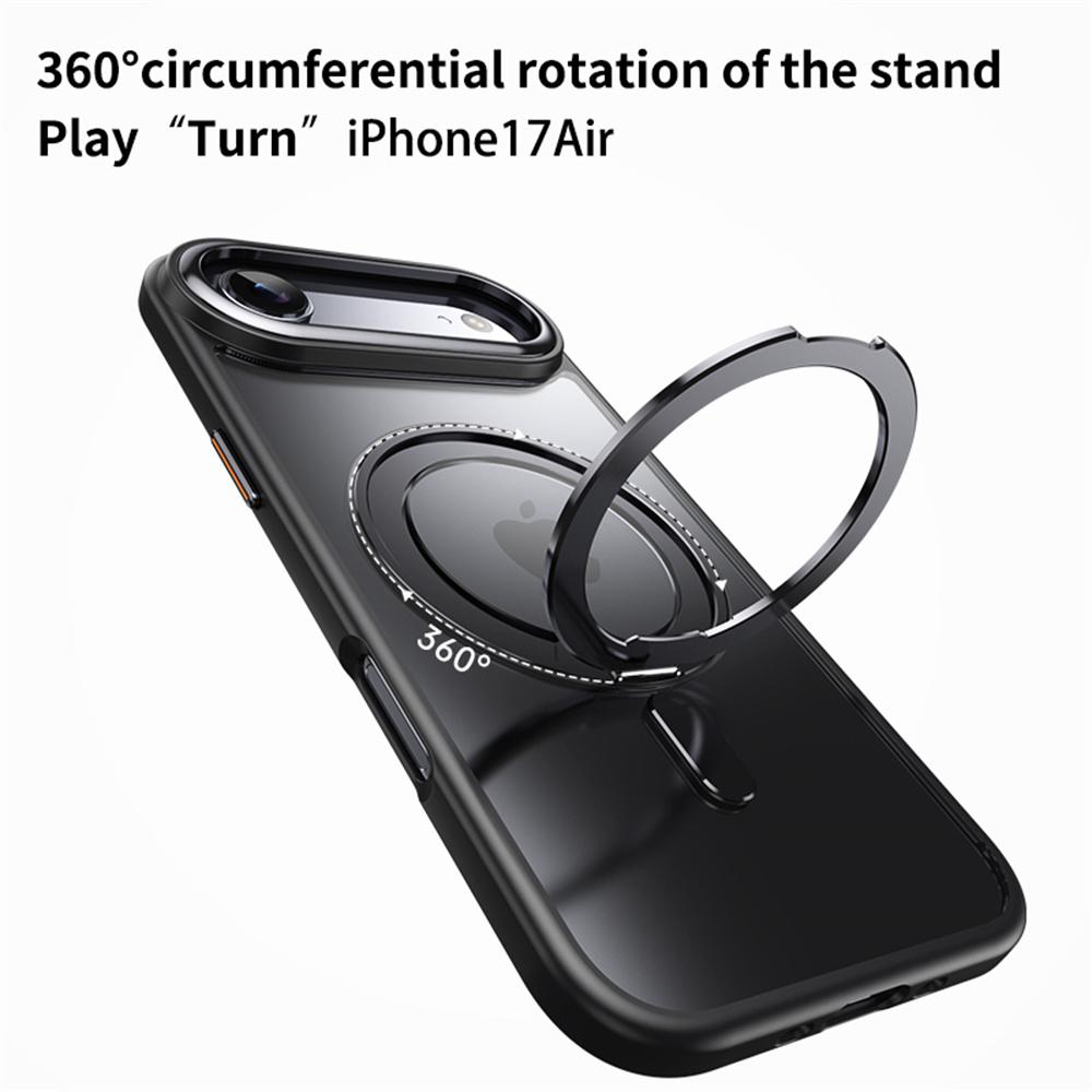 For iPhone 17 Air Case Compatible with MagSafe TPU+Acrylic+Metal Kickstand Matte Phone Cover