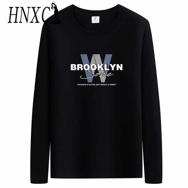 HNXC Baumwoll-Langarm-T-Shirt Herrenmode Lockeres Mitfühlendes Shirt