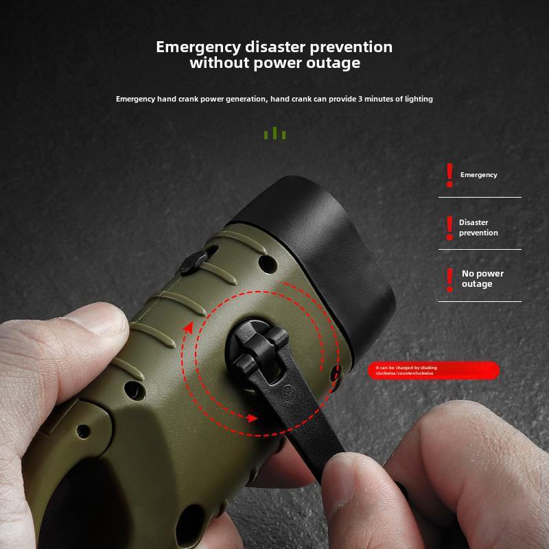 Portable Multi-Function Solar-Powered LED Emergency Flashlight with Hand Crank