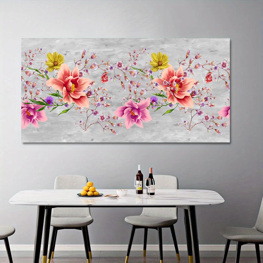 Abstrakte Blumen Kunstbilder für Wohnzimmer Leinwand Poster und Drucke Rosa Lila Gelb Wildblumen Schlafzimmer Dekoration Bild