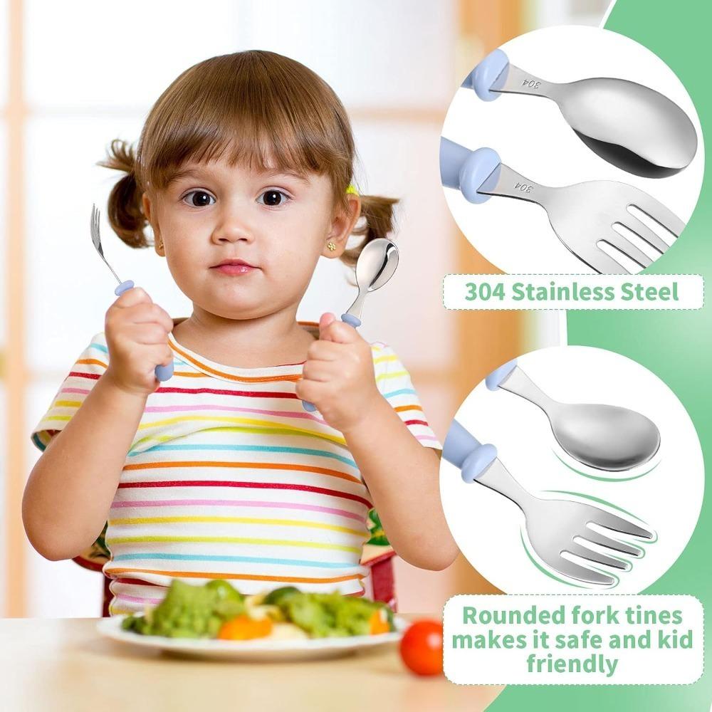 Toddler Utensils, Toddler Forks and Spoons Stainless Steel Baby Utensils Baby Silverware Set with Storage Box Safe Dining