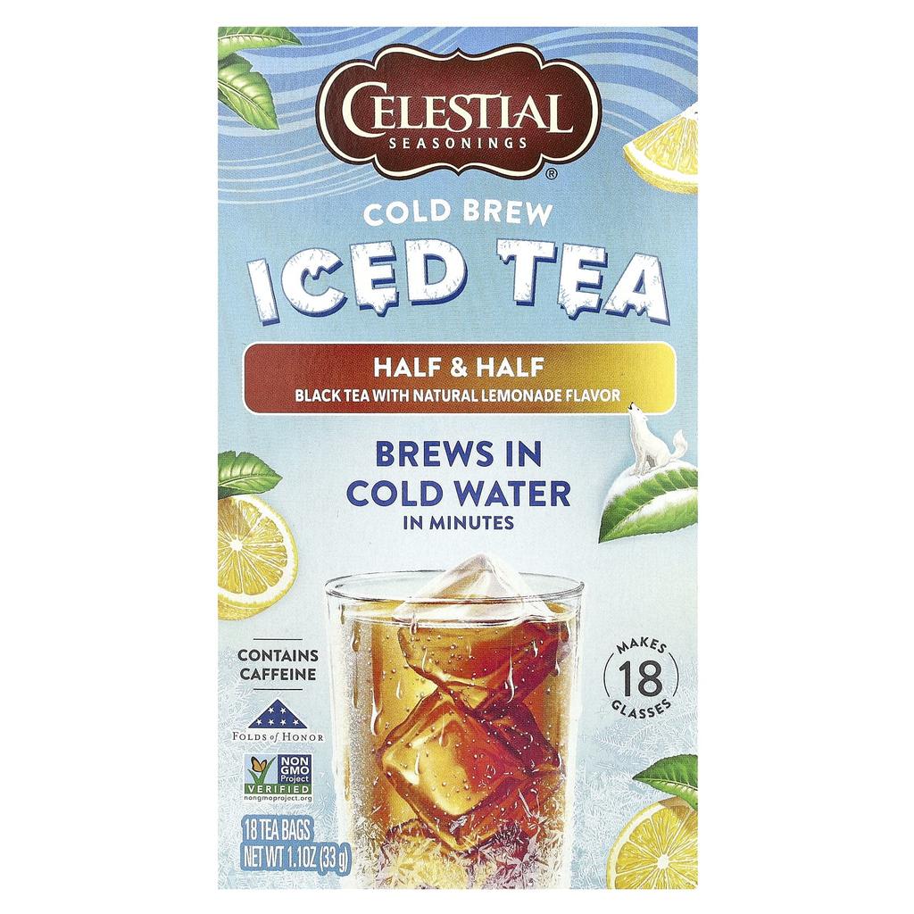 Celestial Seasonings, Cold Brew Iced Tea, Half & Half Black Tea with Natural Lemonade, 18 Tea Bags, 1.1 oz (33 g)