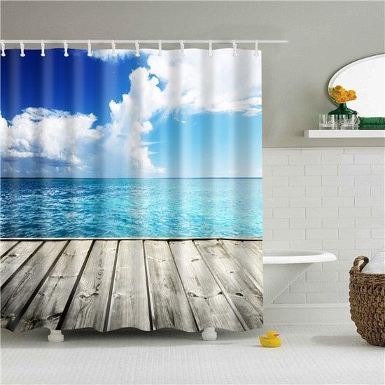 1PC Dolphin Shower Curtain Blue Ocean Biological Polyester Fabric Children's Ocean Theme Bathroom Decoration Shower Curtains