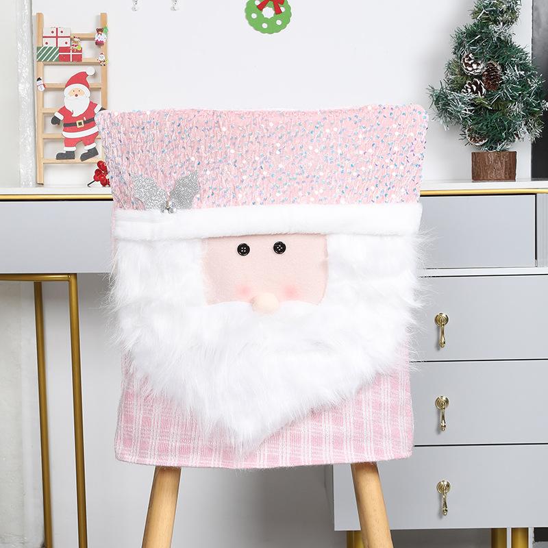 

1pcs Pink Christmas Chair Covers with Santa Claus Cloth Dining Stool Covers for European Home Decor Household Supplies 51.5x45x2cm