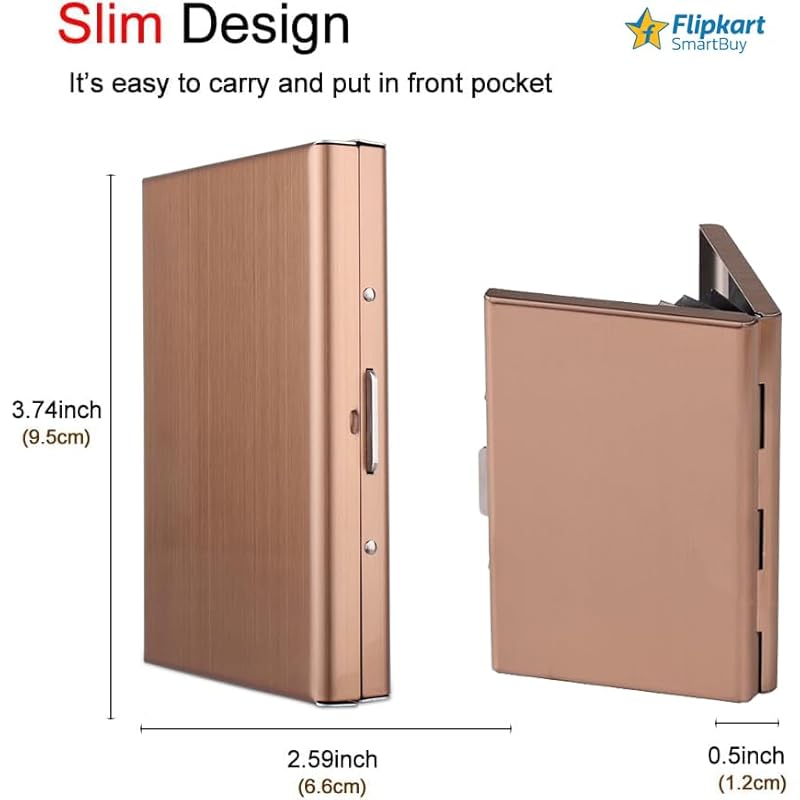Stealodeal Rose Gold Premium RFID Blocking Metal ATM/Credit/Debit 8 Slots for Men & Women Card Holder золотой