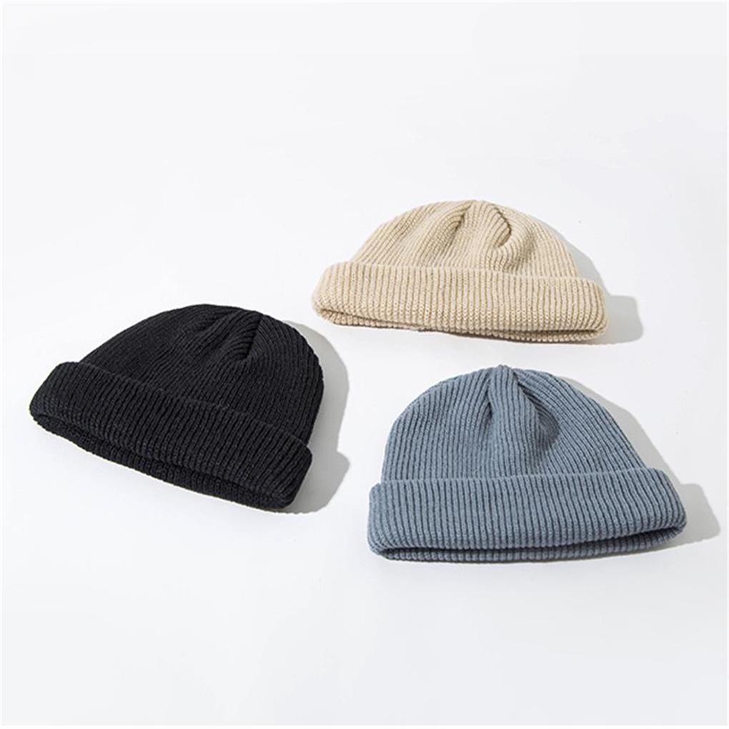 Knitted Hat Woolen Cap Warm Beanie Outdoor Unisex Winter Solid Headwear Supplies Vintage Retro Male Softness Style Color