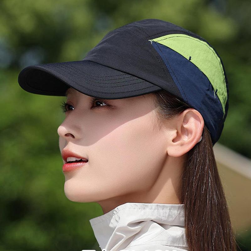 Quick-dry baseball cap for spring and summer outdoor sports and hiking, thin, breathable, waterproof, color-block sun hat