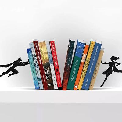Creative Super Hero Bookshelf Figurines Metal Book Storage Display Desktop Ornament Office Accessories Books Standing Base