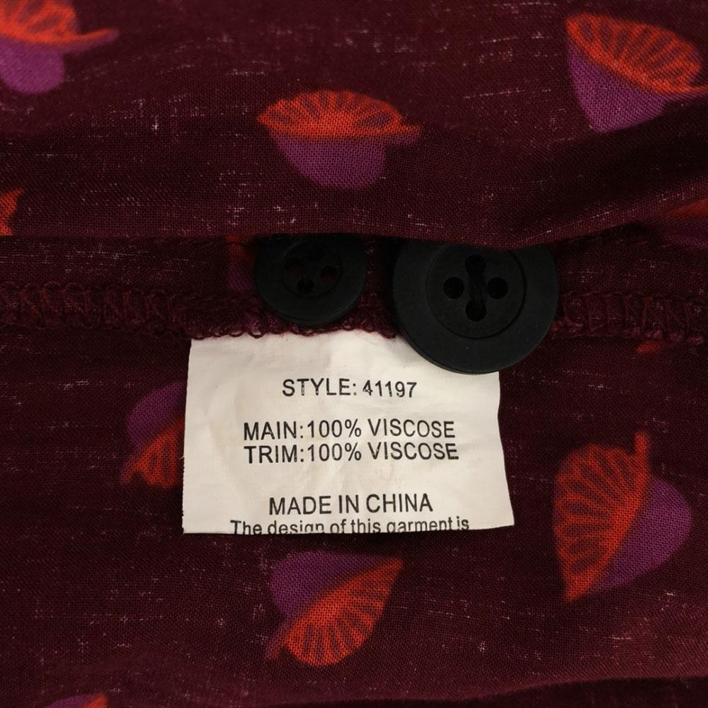 Karen Walker Leaf Pattern Long Sleeve Knee-length Dress 2 Red Series Women Used