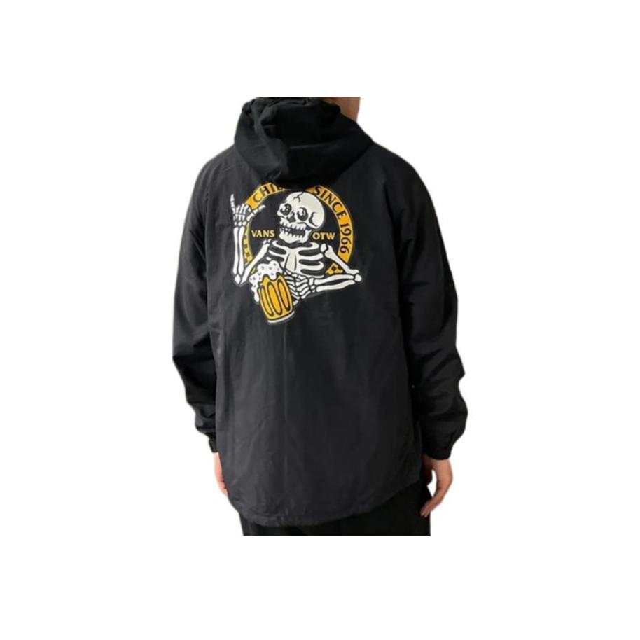 Vans Kurtka z kapturem w jednolitym kolorze z nadrukiem czaszki z logo marki i guzikami Męskie kurtki Czarny VN0A7TRPBLK