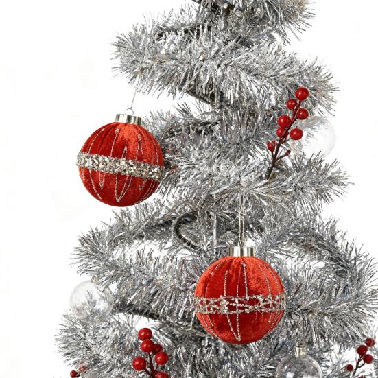 12Pcs Velvet Christmas Ball Ornaments Flocked Xmas Balls Shatterproof Plastic Balls Hanging Ornament for Xmas Wedding Party