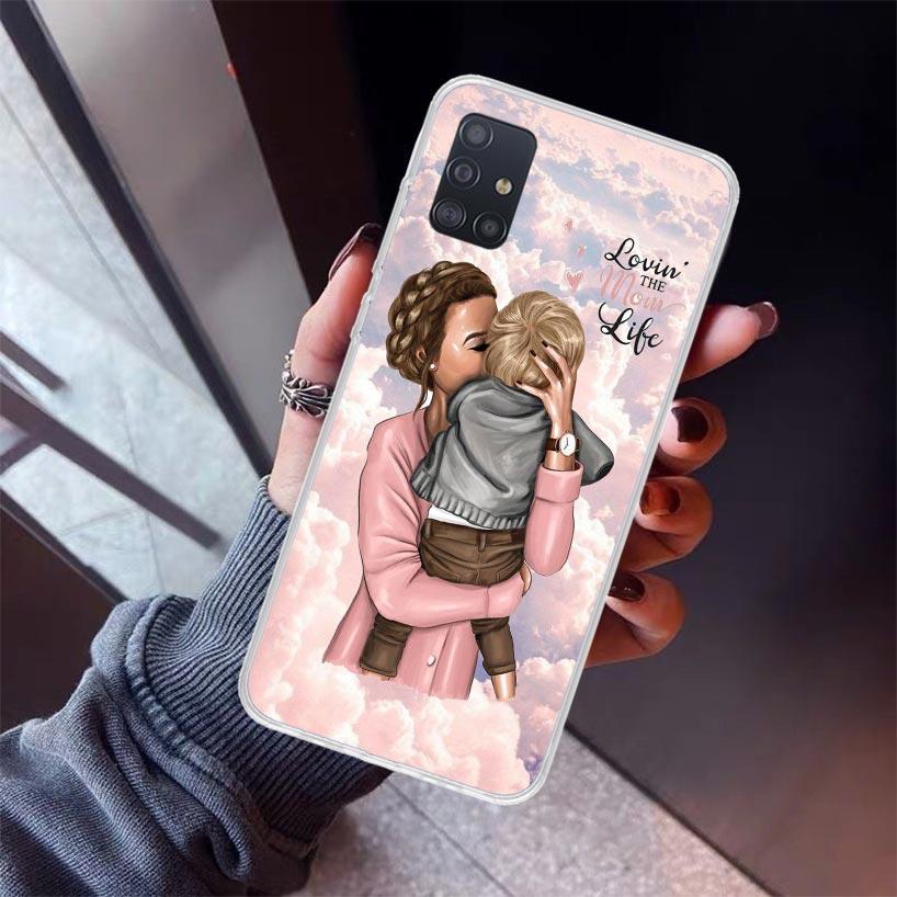 Girl Super Baby Mom Pink Phone Case For Samsung Galaxy A12 A52S A42 A32 A22 A51 A50 Note 20 Ultra 10 S10 Plus A71 A70 A31 A30 A1
