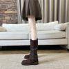 Spot new retro suede belt buckle knight boots women's thick-soled western cowboy boots tall wasteland wind boots women
