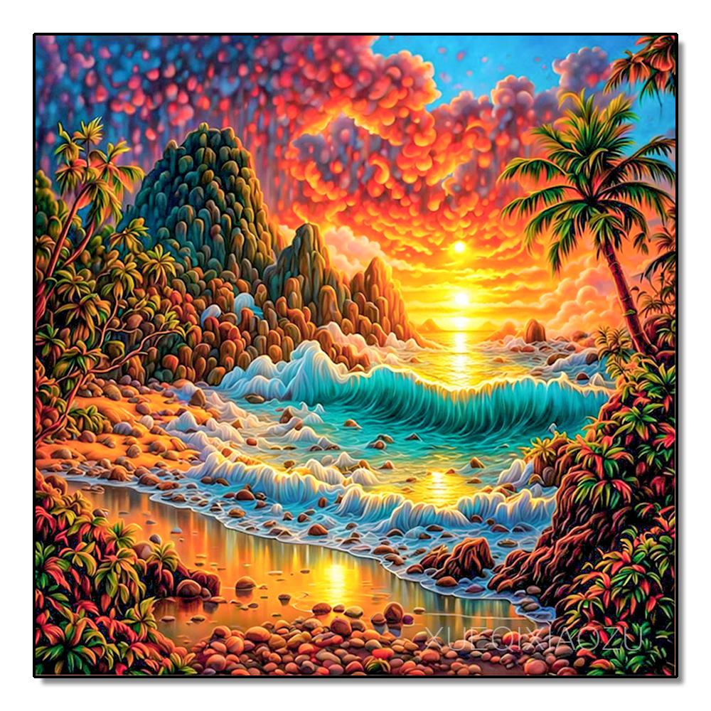 DIY Plná kulatá/čtvercová vrtačka Krajina Diamantová malba 5D Venkovská scenérie Domácí dekorace Umělecké řemeslo Kamínky Sada pro křížkovou výšivku