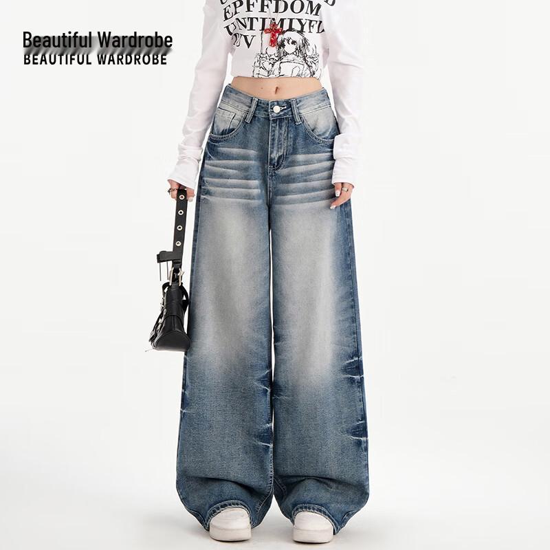 

Красивый гардероб женские американские джинсы свободного кроя с широкими штанинами L